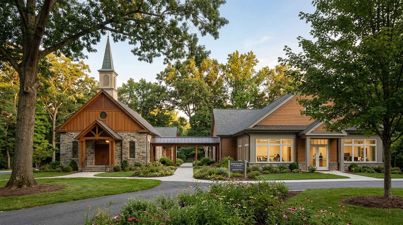 A welcoming church campus with offices ready for the work behind Sunday services
